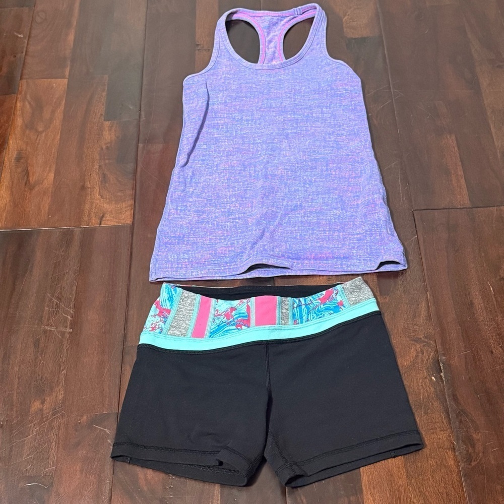 Ivivva By Lululemon Girls Size 10 Reversible Shorts And Purple Tank Top